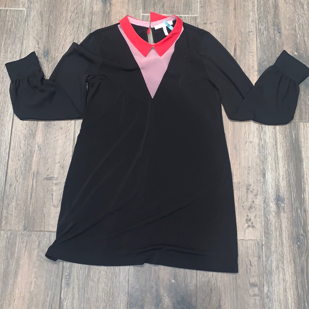 BCBG Red Collared black Long sleeve Mini